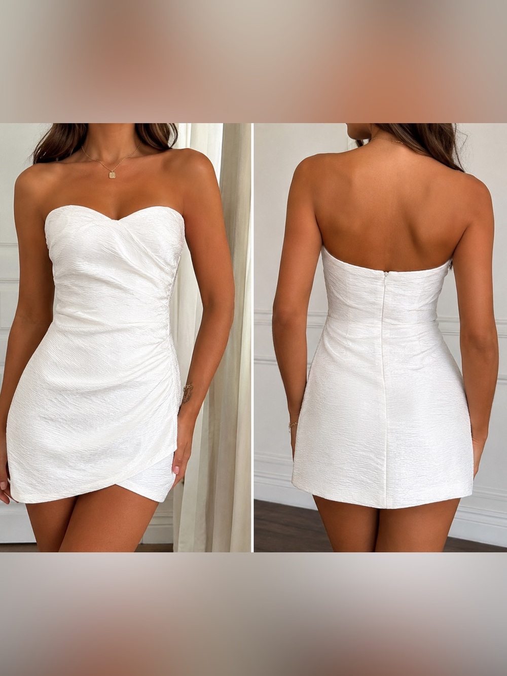 Luxxel Strapless White Sweetheart Mini Dress